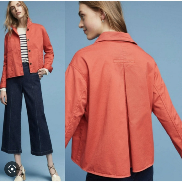 Anthropologie Jackets & Blazers - anthropologie chino coral swing jacket